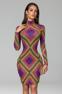 Geometric Jewel Mini Dress - LAROSABRIDE