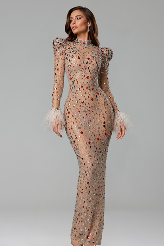 Royal Crystal Feather Gown