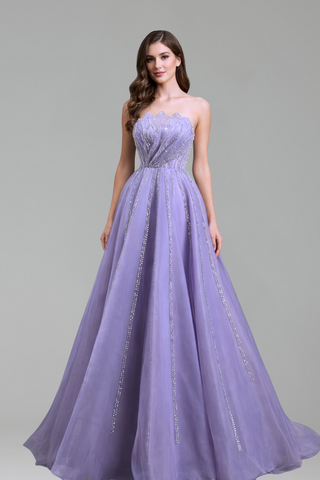 Beaded Scalloped Evening Dress - LAROSABRIDE