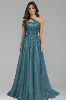 One-Shoulder Beaded Dress - LAROSABRIDE