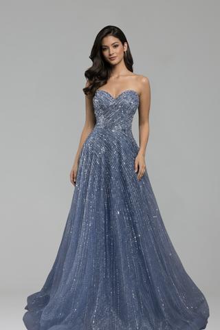 Beaded A-Line Evening Gown