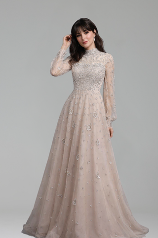 A-Line Beaded Luxury Elegant