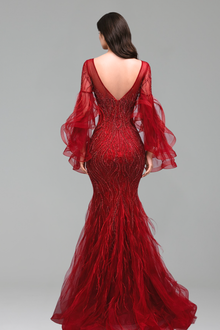 Sheer Illusion Beaded Mermaid Gown - LAROSABRIDE