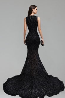 Illusion Embellished Mermaid Gown - LAROSABRIDE