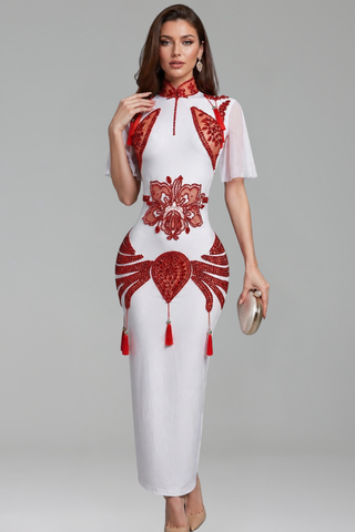 Imperial Embellished Oriental Gown - LAROSABRIDE