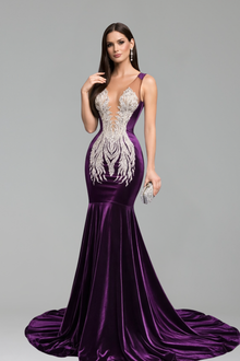 Gold Embellished Mermaid Evening Gown - LAROSABRIDE