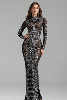 Mirror Mosaic Mesh Gown - LAROSABRIDE