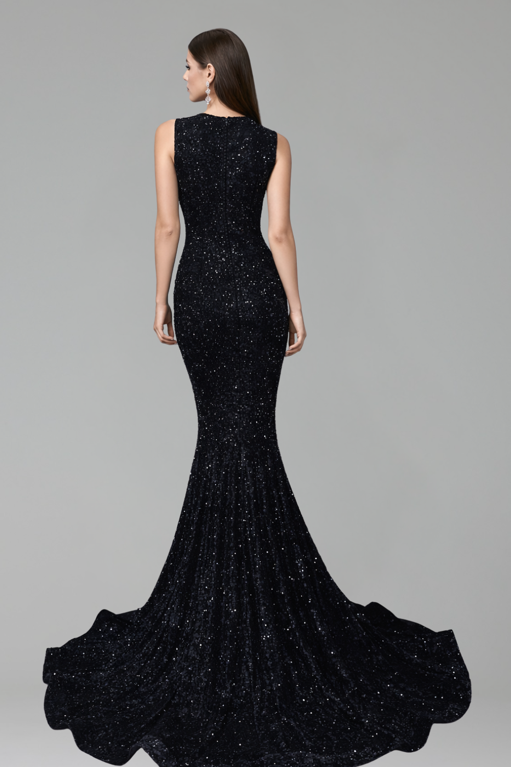 Black Beaded Mermaid Evening Dress - LAROSABRIDE