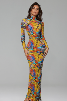Abstract Print High Neck Maxi - LAROSABRIDE