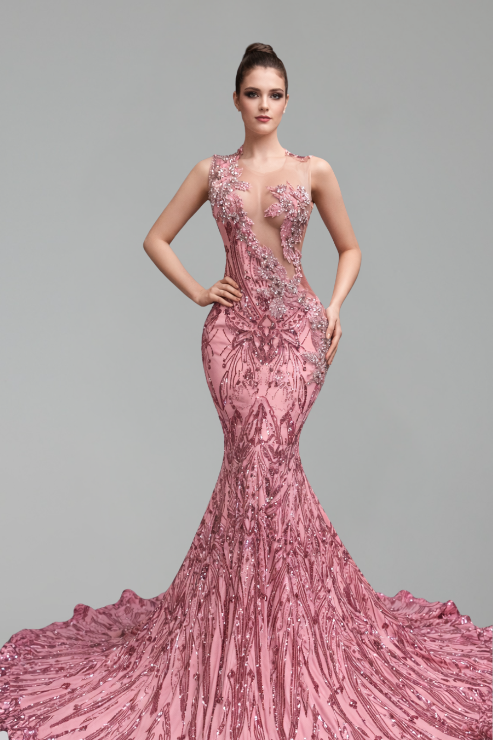 Beaded Sequin Mermaid Evening Gown - LAROSABRIDE