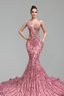 Beaded Sequin Mermaid Evening Gown - LAROSABRIDE