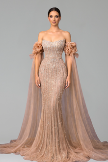 Beaded Mermaid Evening Dress - LAROSABRIDE