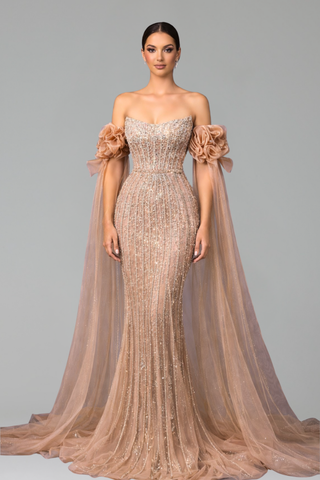 Beaded Mermaid Evening Dress - LAROSABRIDE