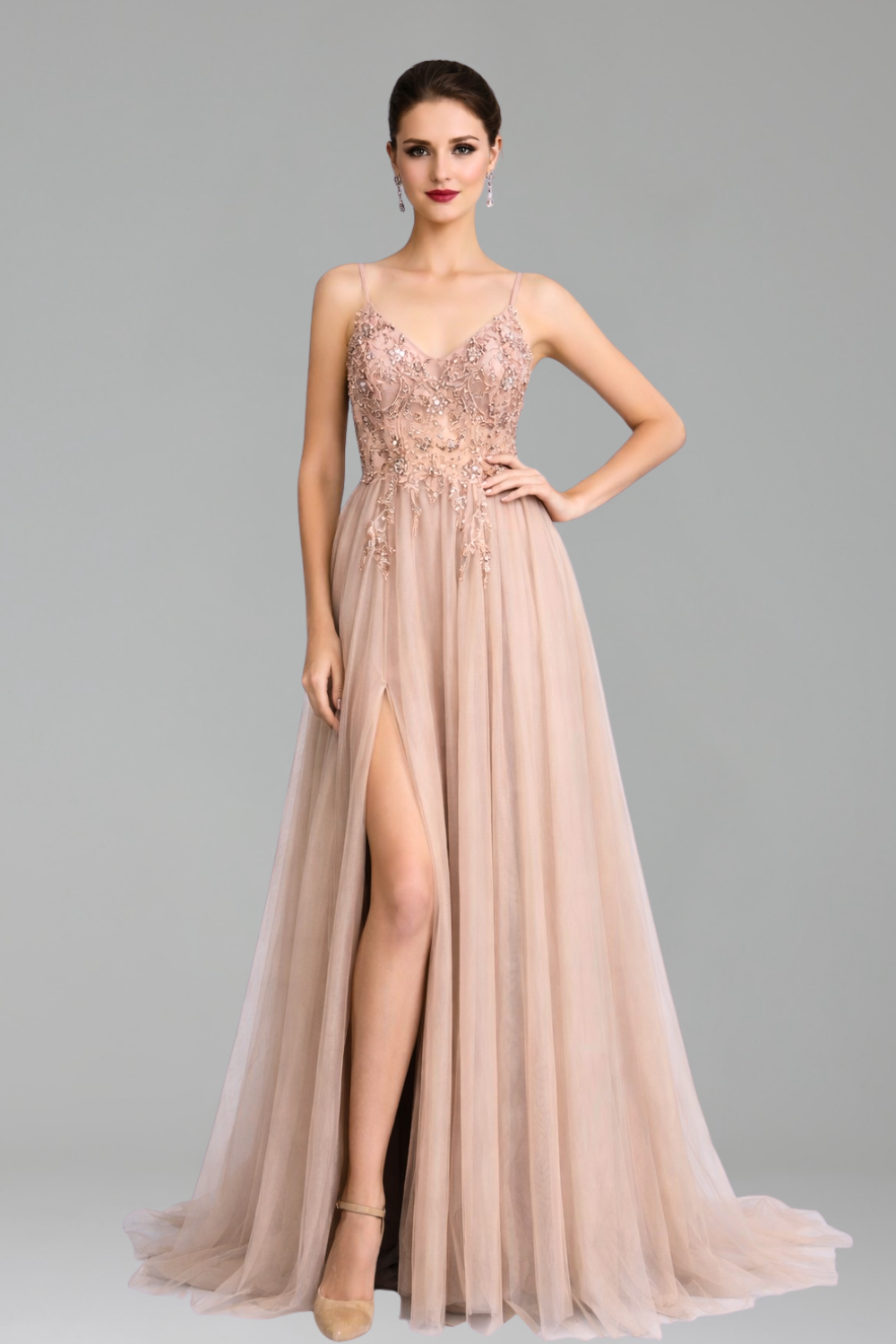 Backless Beaded A-Line Dress - LAROSABRIDE