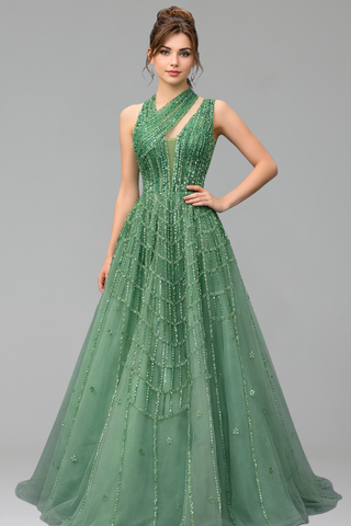 Beaded Lilac Evening Gown