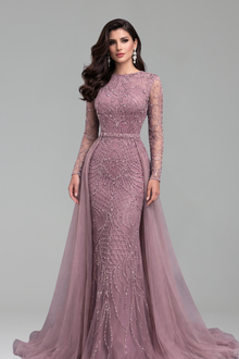 Beaded Mermaid Detachable Overskirt Dress - LAROSABRIDE
