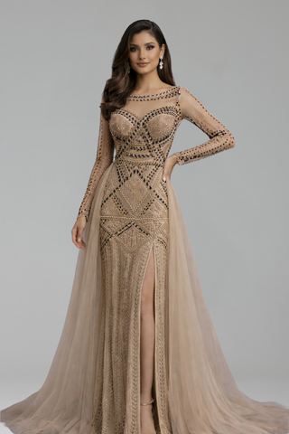 Long-Sleeve Evening Gown - LAROSABRIDE