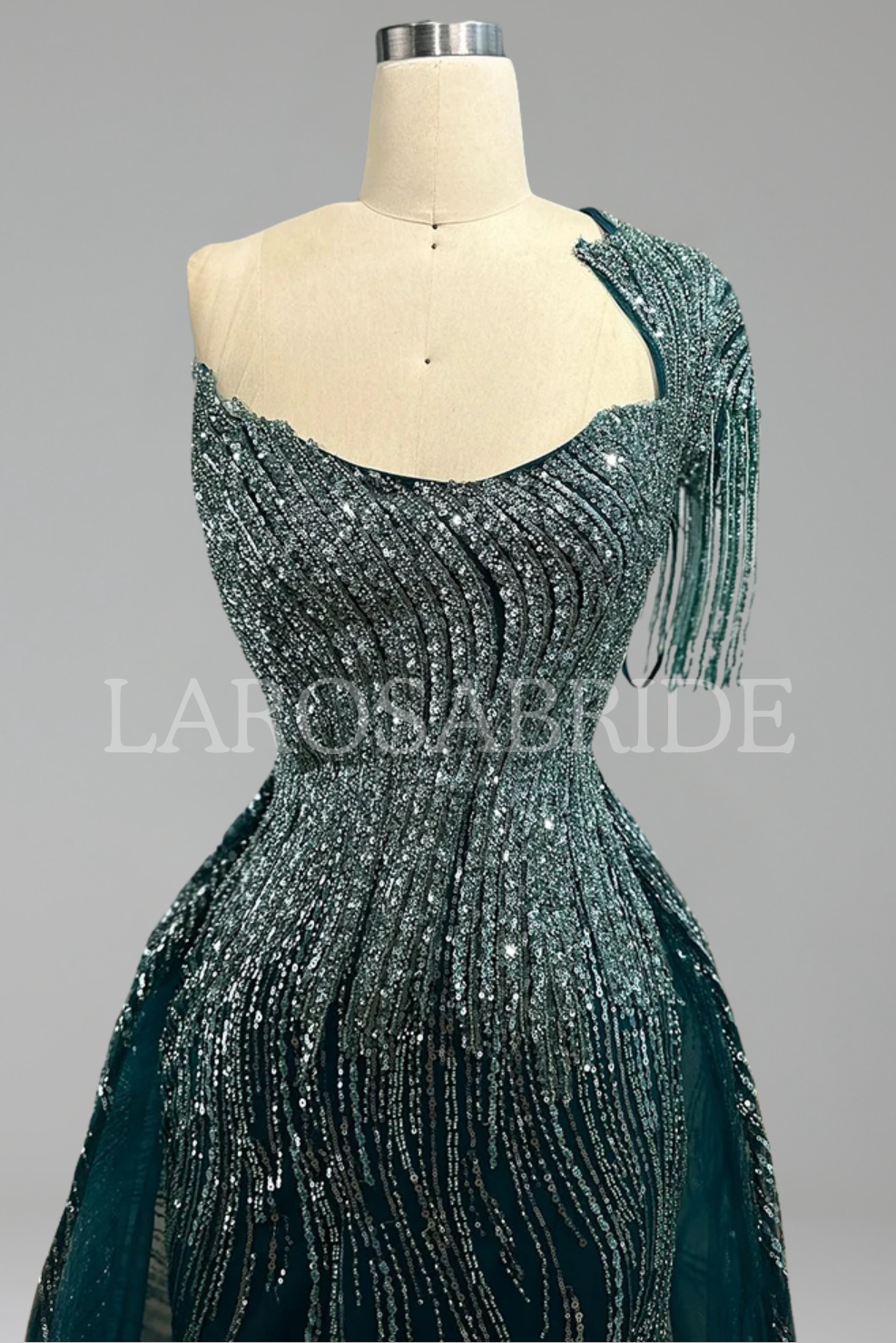 One-Shoulder Overskirt Dress-Larosabride