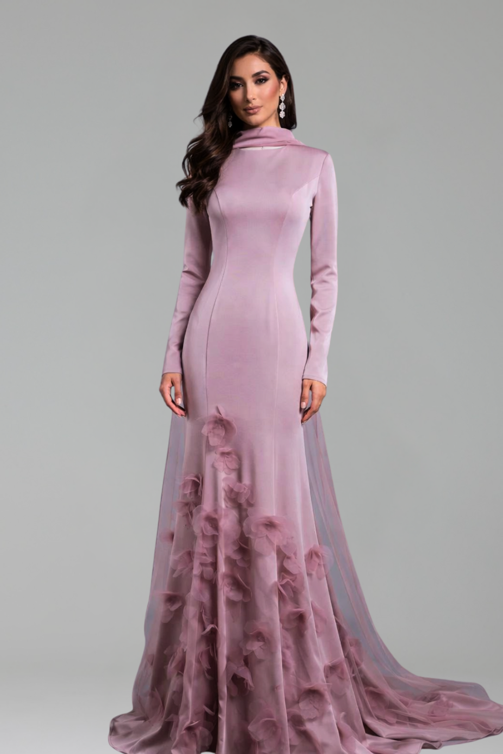 3D Floral Appliqu� Cape Gown - LAROSABRIDE