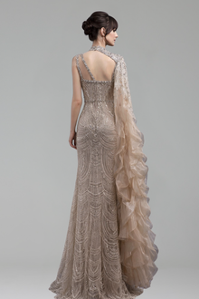 Crystal One Shoulder Beaded Dress - LAROSABRIDE