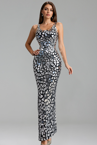 Geometric Mirror Bodycon Maxi Dress - LAROSABRIDE