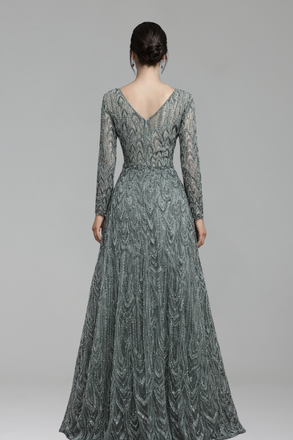 Lace Beaded A-Line Gown - LAROSABRIDE