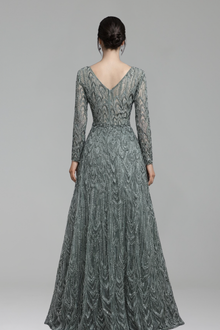 Lace Beaded A-Line Gown - LAROSABRIDE