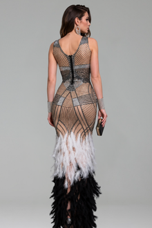 Art Deco Feather Gown - LAROSABRIDE