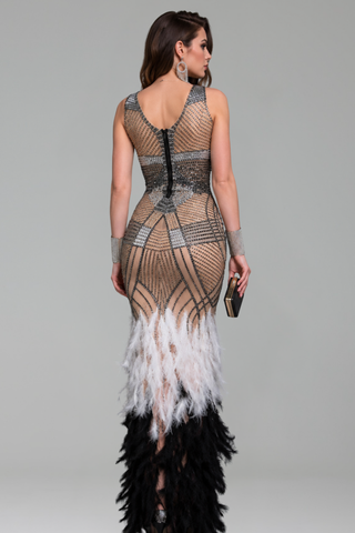 Art Deco Feather Gown - LAROSABRIDE