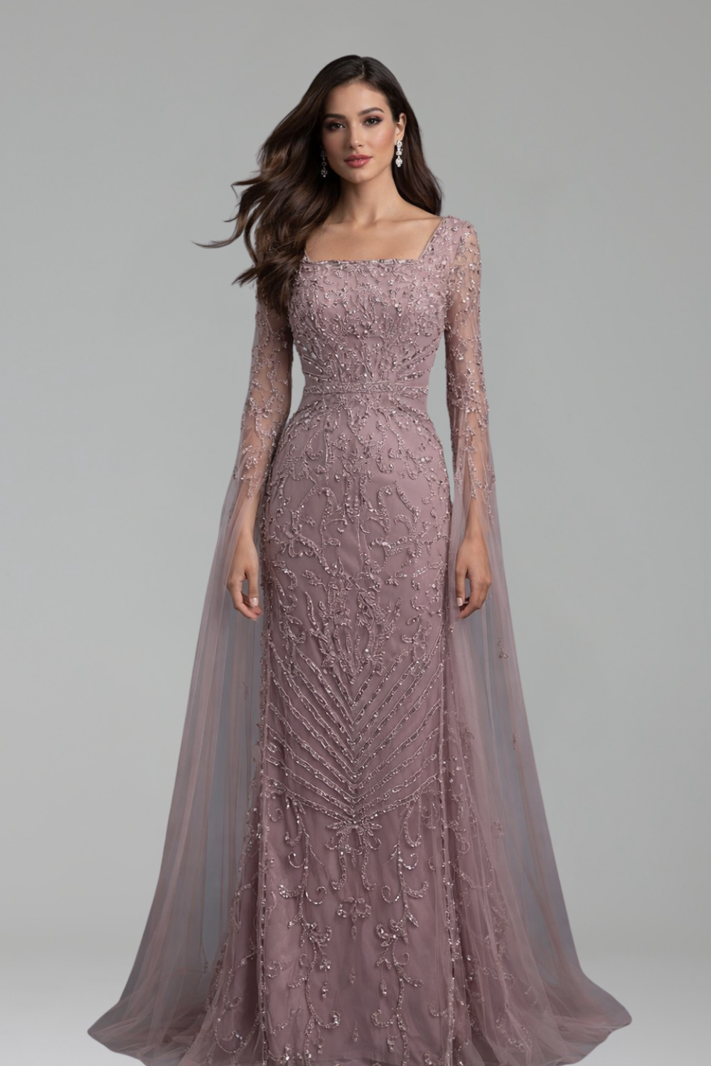 Mermaid Evening Dress with Cape - LAROSABRIDE