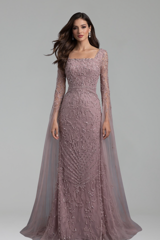 Mermaid Evening Dress with Cape