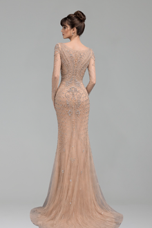 Beaded Mermaid Dresses Long Sleeve - LAROSABRIDE