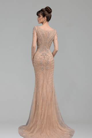 Beaded Mermaid Dresses Long Sleeve - LAROSABRIDE