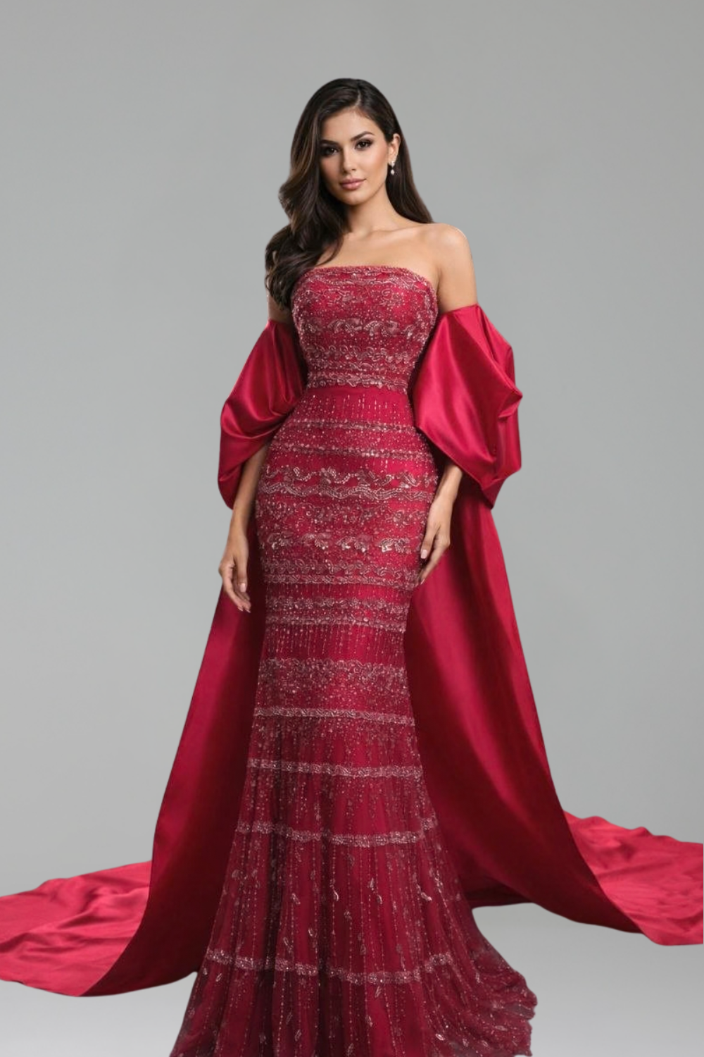 Plus Size Beaded Mermaid Gown - LAROSABRIDE