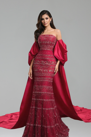 Plus Size Beaded Mermaid Gown - LAROSABRIDE