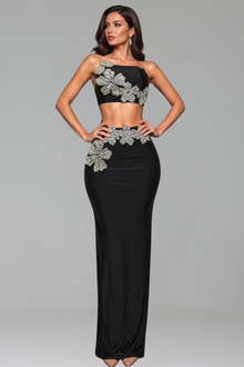 Floral Appliqu� Two-Piece Evening Set - LAROSABRIDE