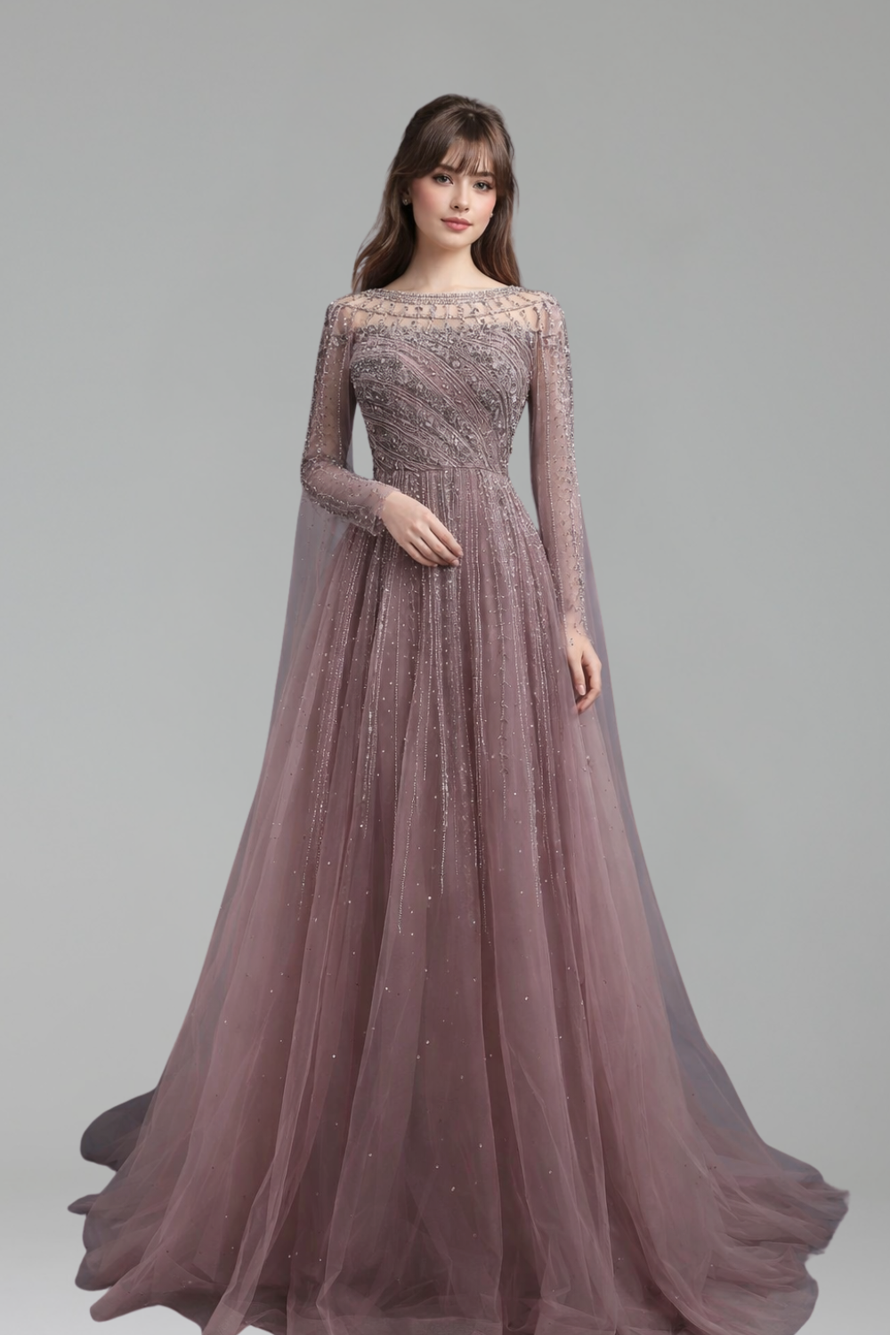 Beaded Cape Dress - LAROSABRIDE