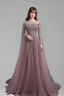 Beaded Cape Dress - LAROSABRIDE