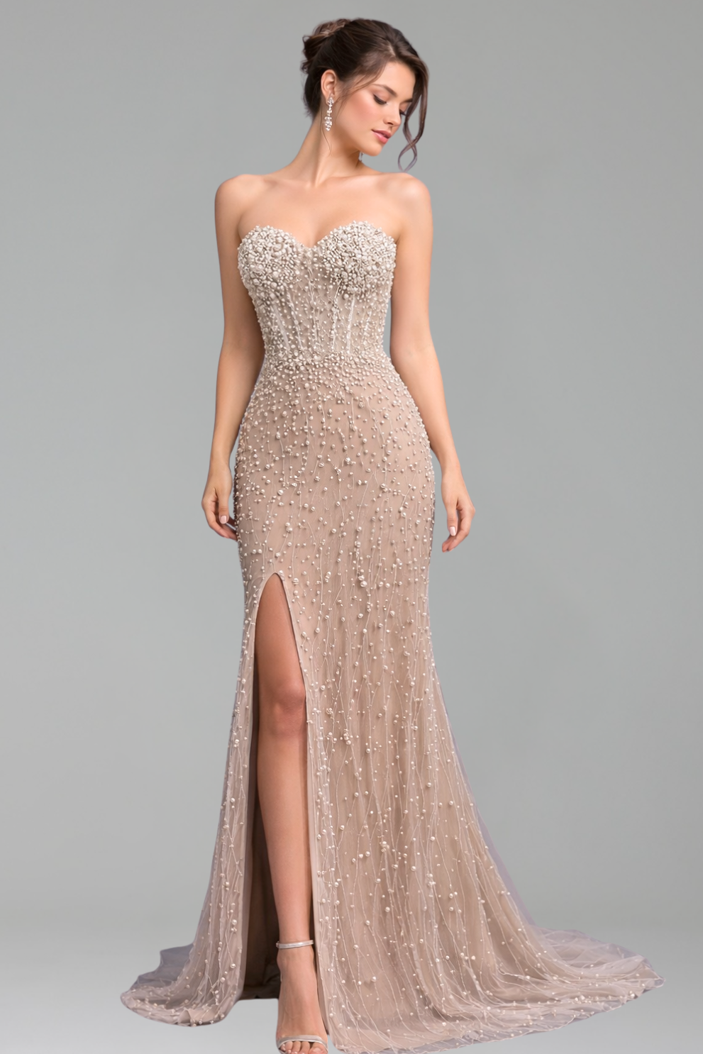 Beaded Mermaid Evening Gown - LAROSABRIDE