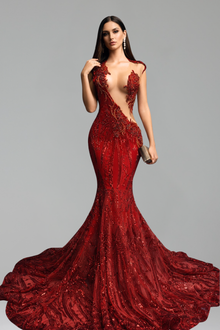 Illusion Lace Sequin Mermaid Gown - LAROSABRIDE