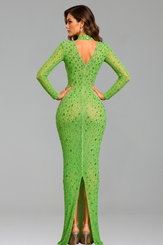 Crystal Cutout Sheath Gown