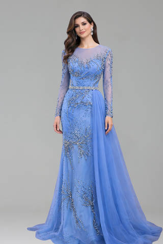Beaded Mermaid Lace-Up Dress - LAROSABRIDE