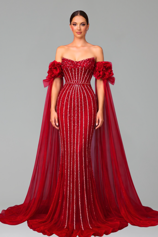 Beaded Mermaid Evening Dress - LAROSABRIDE