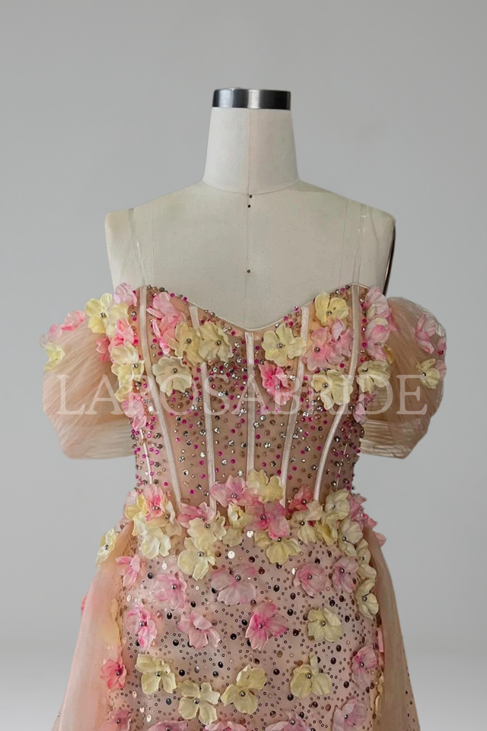 Floral Corset Tulle Gown-Larosabride