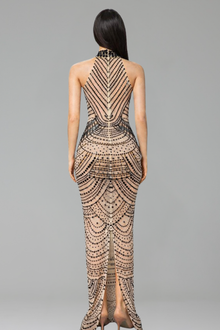 High Neck Embellished Mesh Gown - LAROSABRIDE
