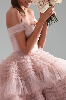 Off-Shoulder Ruffled Ball Gown-Larosabride