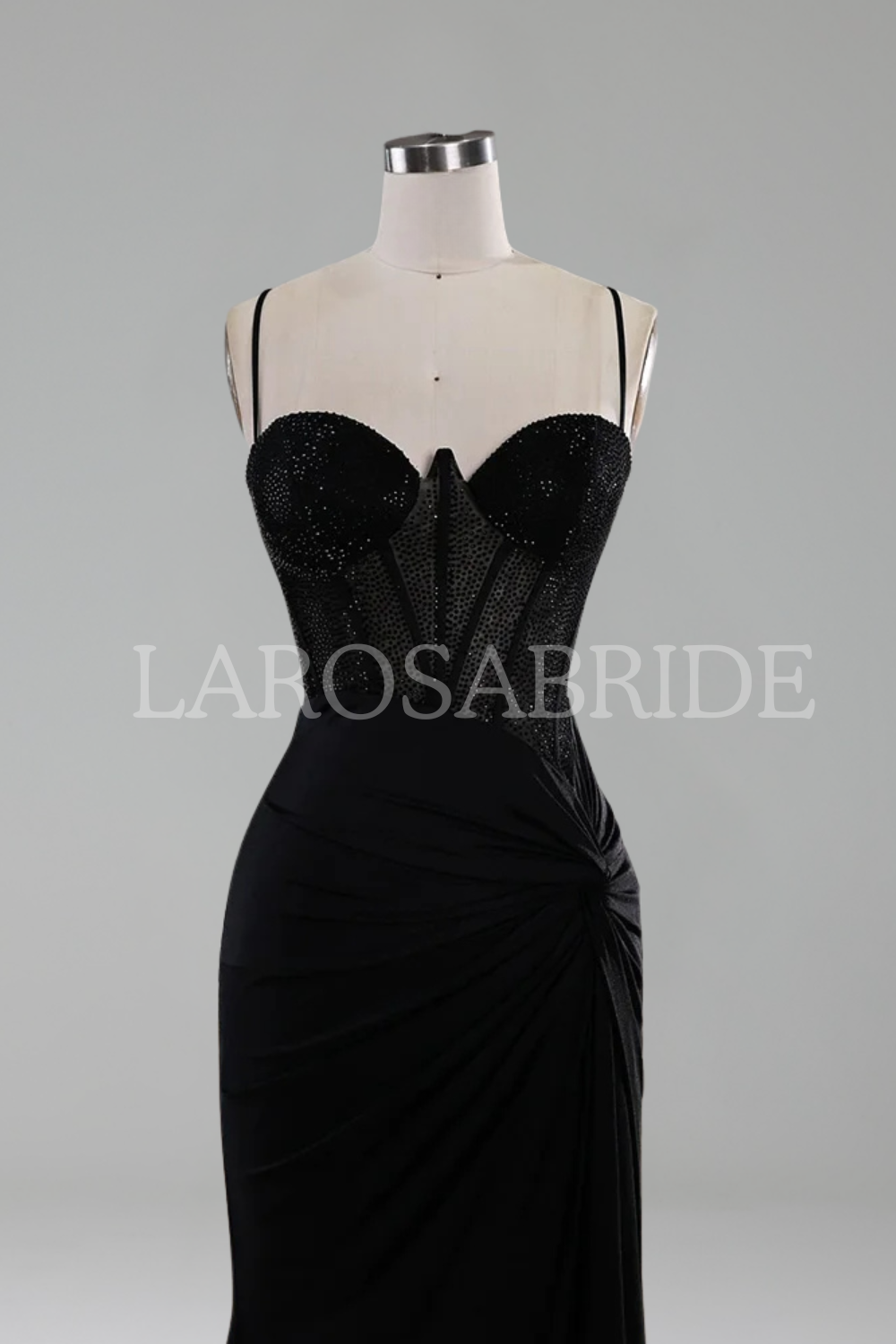 Spaghetti-Strap Beaded Dress-Larosabride