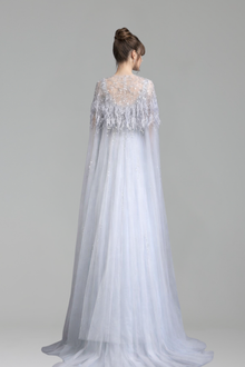 Feather Cape Shawl Dress-Larosabride
