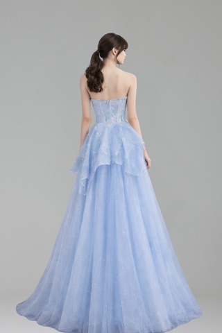 3D Floral Appliqu� Sparkly Tulle Dress - LAROSABRIDE