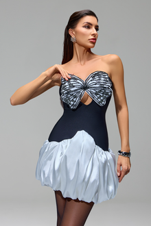 Butterfly-Bodice Bubble Mini Dress-Larosabride